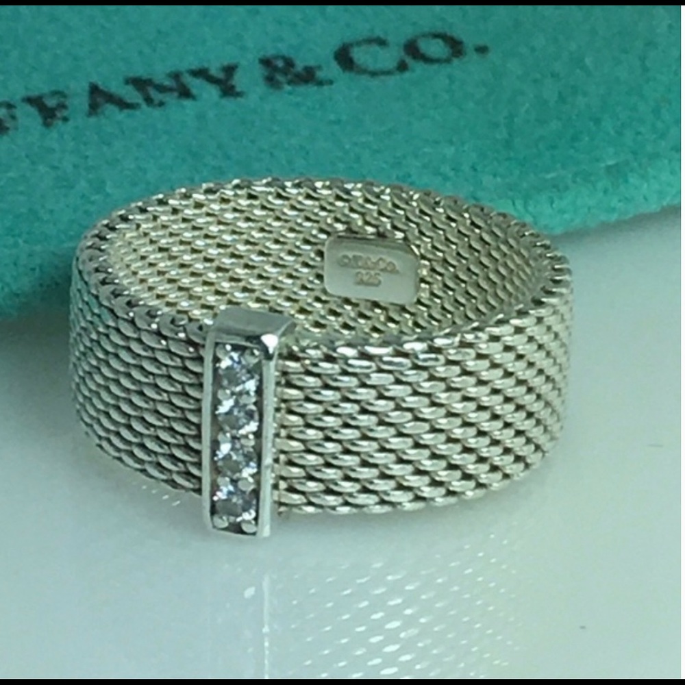 Tiffany’s Mesh hoop earrings and mesh ring